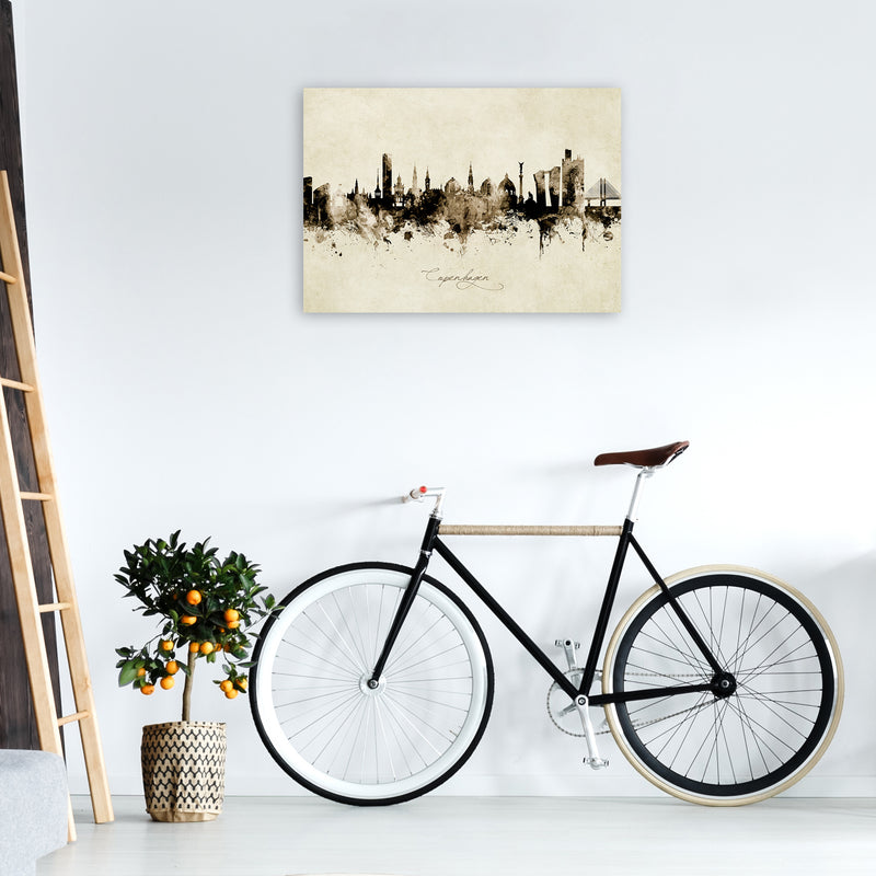 Copenhagen Denmark Skyline Vintage Art Print by Michael Tompsett A1 Black Frame