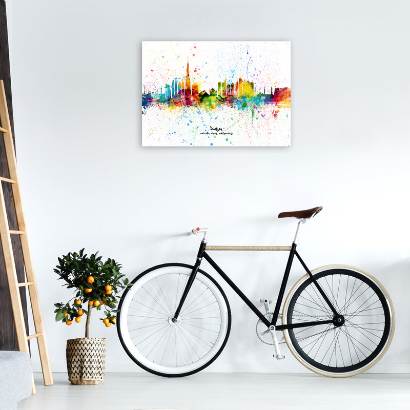 Dubai United Arab Emirates Skyline Splash Art Print by Michael Tompsett A1 Black Frame