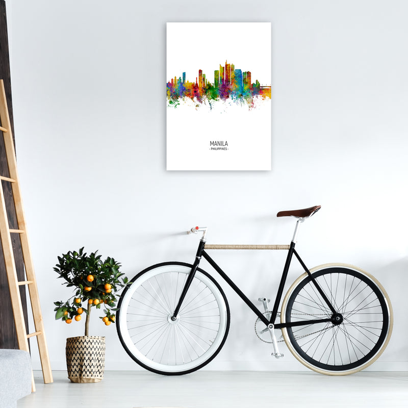 Manila Philippines Skyline Portrait Art Print by Michael Tompsett A1 Black Frame