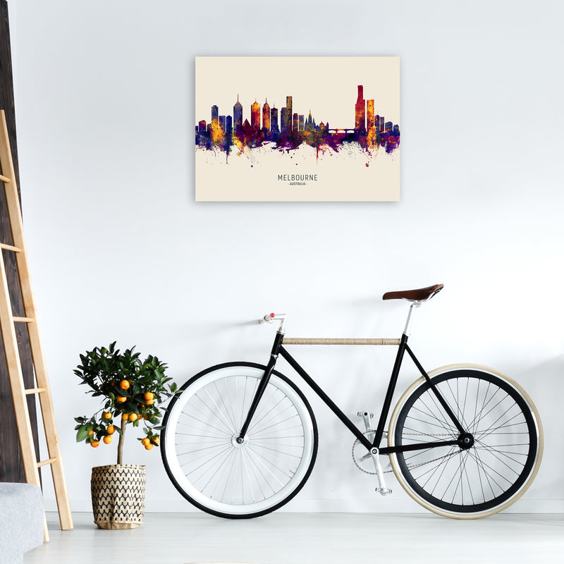 Melbourne Australia Skyline Autumn City Name Art Print by Michael Tompsett A1 Black Frame