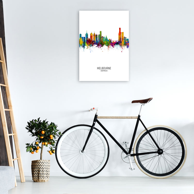 Melbourne Australia Skyline Portrait Art Print by Michael Tompsett A1 Black Frame