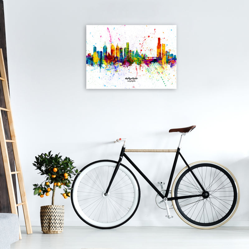 Melbourne Australia Skyline Splash Art Print by Michael Tompsett A1 Black Frame