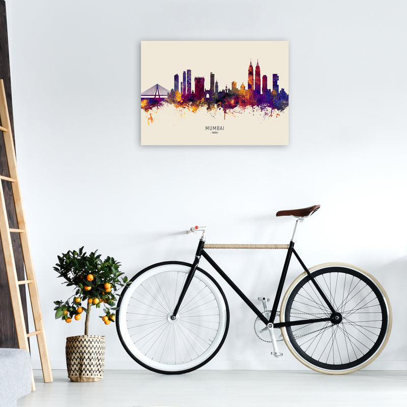 Mumbai India Skyline Autumn City Name Art Print by Michael Tompsett A1 Black Frame