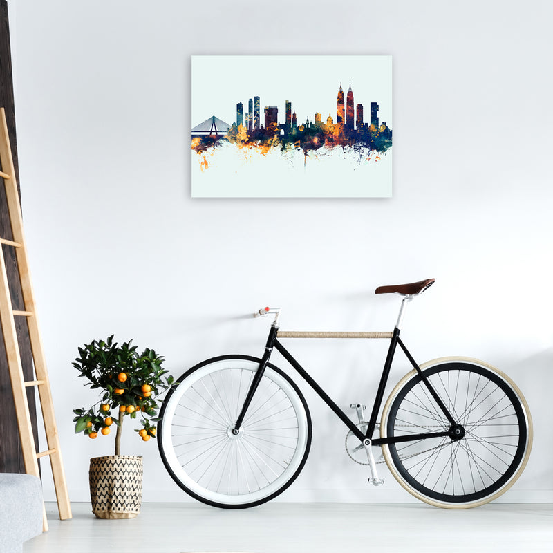 Mumbai India Skyline Blue Orange Art Print by Michael Tompsett A1 Black Frame