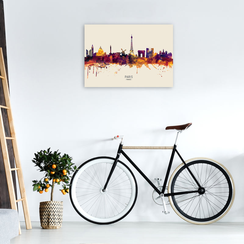 Paris France Skyline Autumn City Name Art Print by Michael Tompsett A1 Black Frame