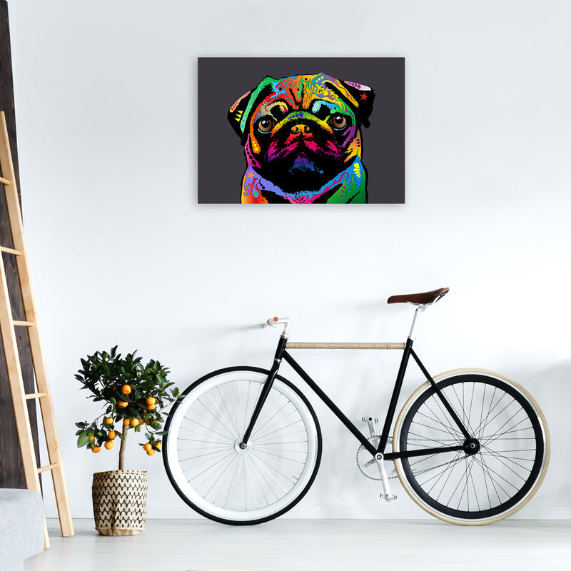 Pug Dog Charcoal Art Print by Michael Tompsett A1 Black Frame