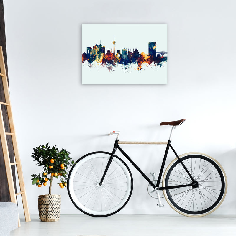 Tehran Iran Skyline Blue Orange Art Print by Michael Tompsett A1 Black Frame