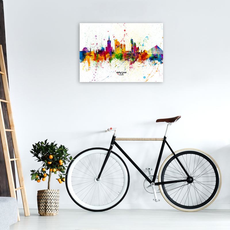 Warsaw Poland Skyline Splash Art Print by Michael Tompsett A1 Black Frame