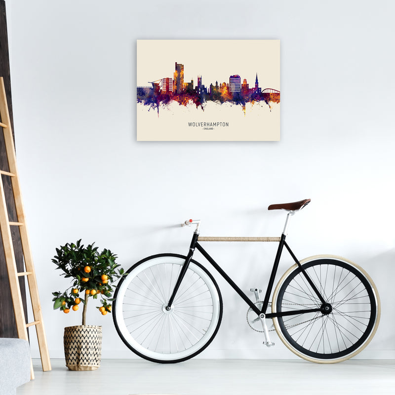 Wolverhampton England Skyline Autumn City Name Art Print by Michael Tompsett A1 Black Frame