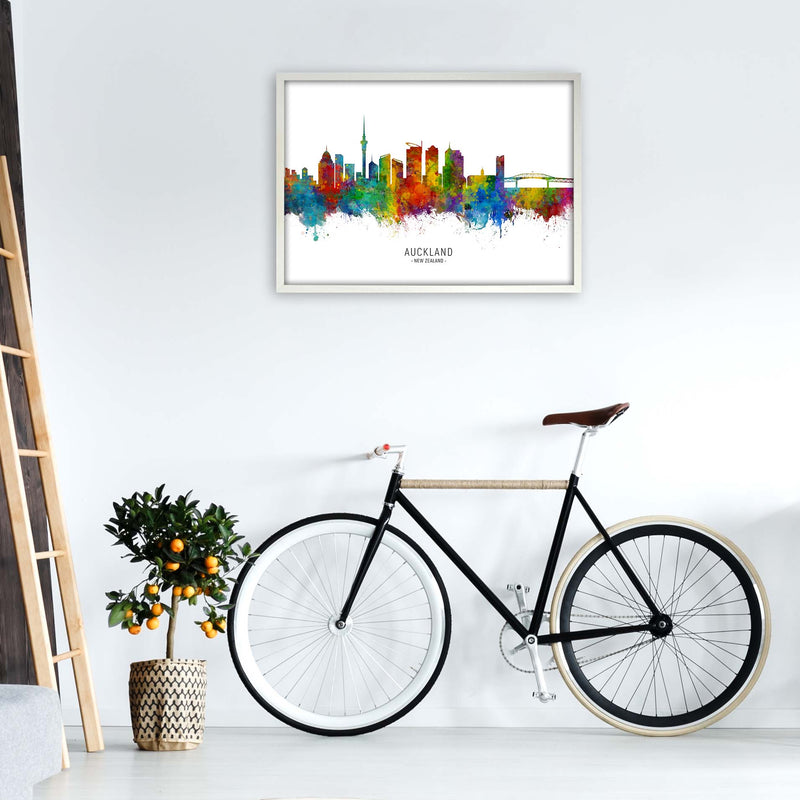 Auckland New Zealand Skyline Art Print by Michael Tompsett A1 Oak Frame