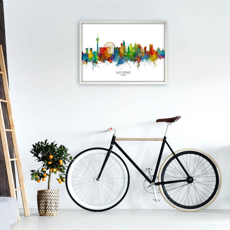 Las Vegas Nevada Skyline Art Print by Michael Tompsett A1 Oak Frame