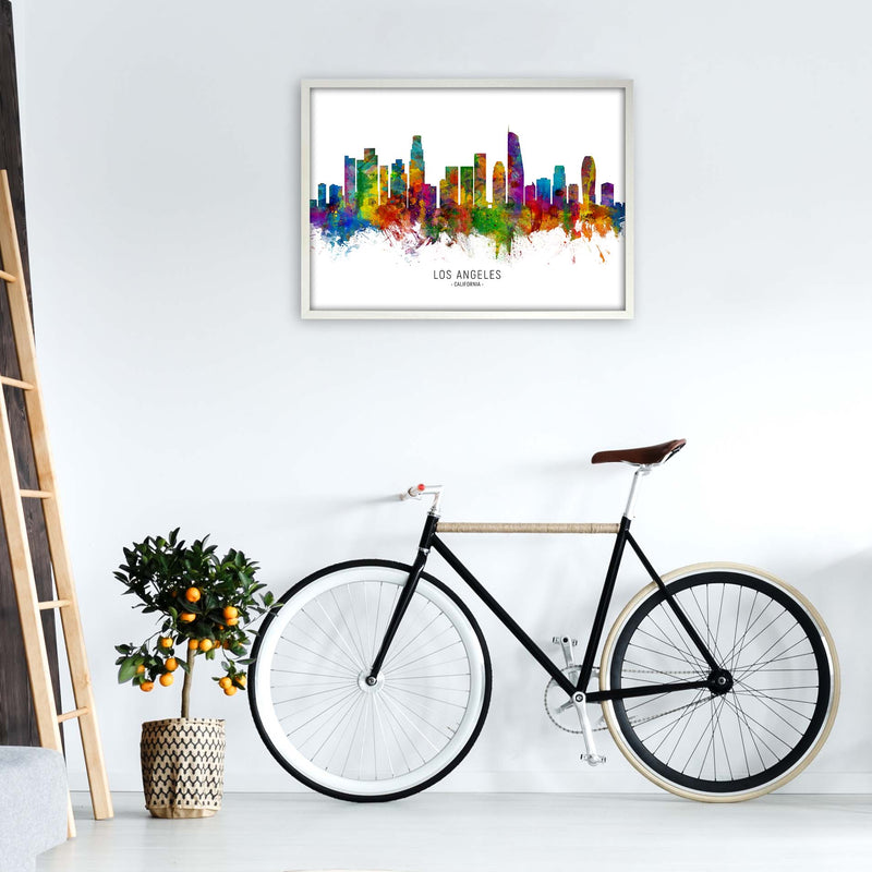 Los Angeles California Skyline Art Print by Michael Tompsett A1 Oak Frame