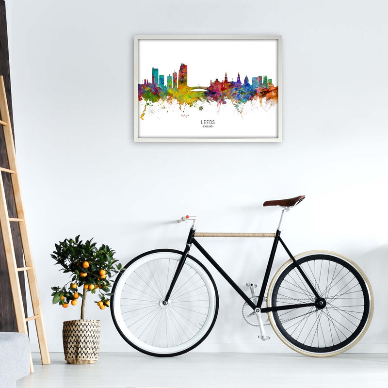 Leeds England Skyline Art Print by Michael Tompsett A1 Oak Frame