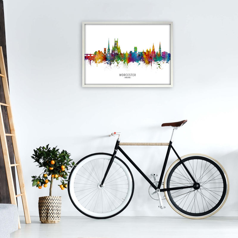 Worcester England Skyline Art Print by Michael Tompsett A1 Oak Frame