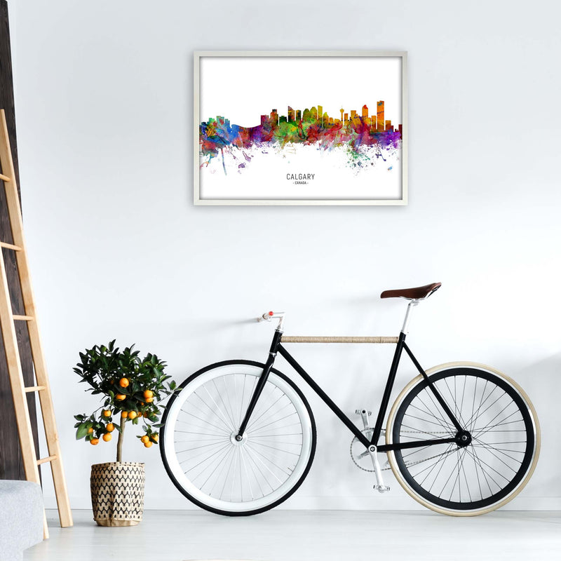 Calgary Canada Skyline Art Print by Michael Tompsett A1 Oak Frame