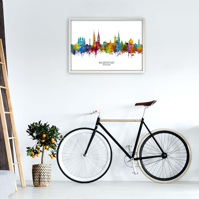 Halberstadt Deutschland Skyline Art Print by Michael Tompsett A1 Oak Frame