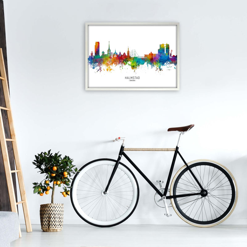 Halmstad Sweden Skyline Art Print by Michael Tompsett A1 Oak Frame