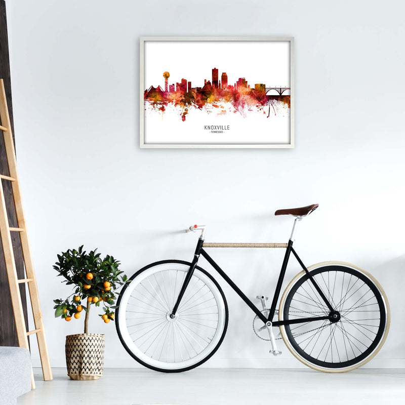 Knoxville Tennessee Skyline Red City Name  by Michael Tompsett A1 Oak Frame