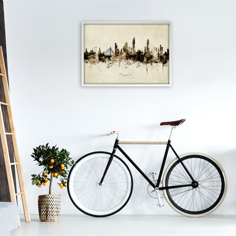 Bangkok Thailand Skyline Vintage Art Print by Michael Tompsett A1 Oak Frame