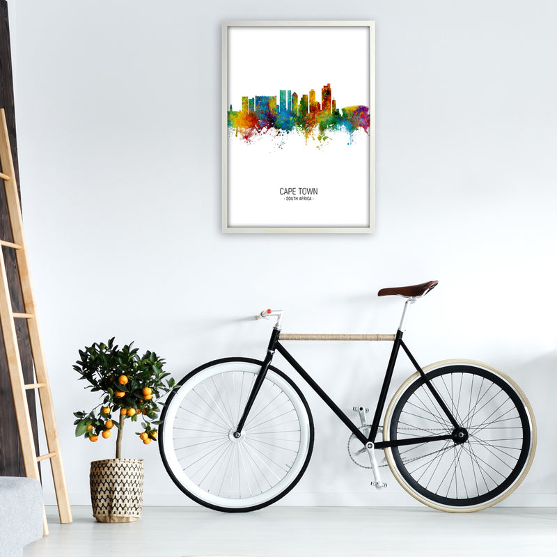 Cape Town South Africa Skyline Portrait Art Print by Michael Tompsett A1 Oak Frame