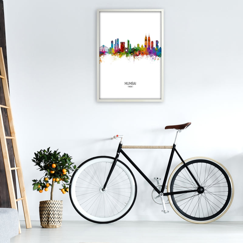 Mumbai India Skyline Portrait Art Print by Michael Tompsett A1 Oak Frame