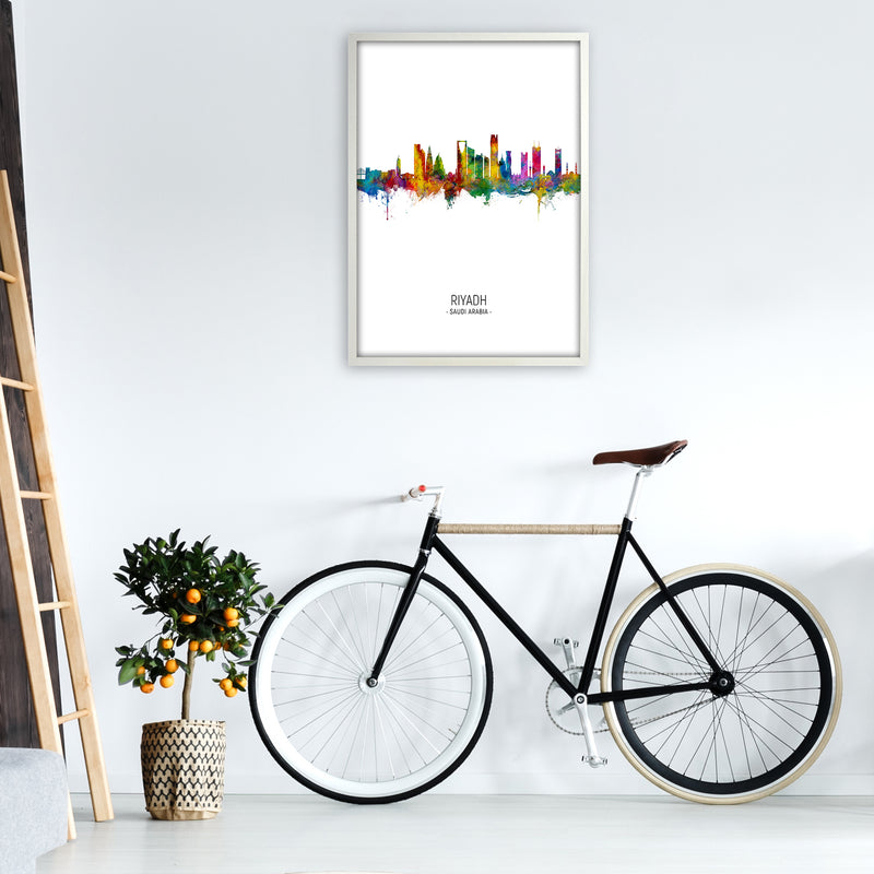 Riyadh Saudi Arabia Skyline Portrait Art Print by Michael Tompsett A1 Oak Frame