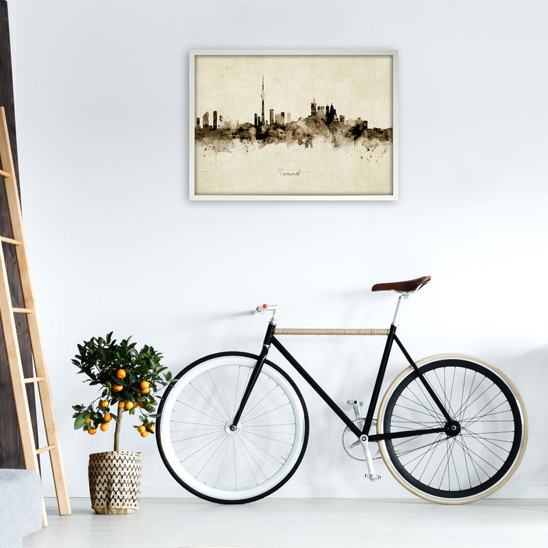 Toronto Canada Skyline Vintage Art Print by Michael Tompsett A1 Oak Frame