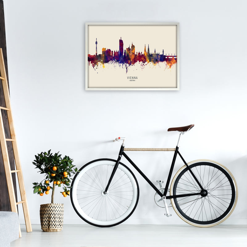 Vienna Austria Skyline Autumn City Name Art Print by Michael Tompsett A1 Oak Frame