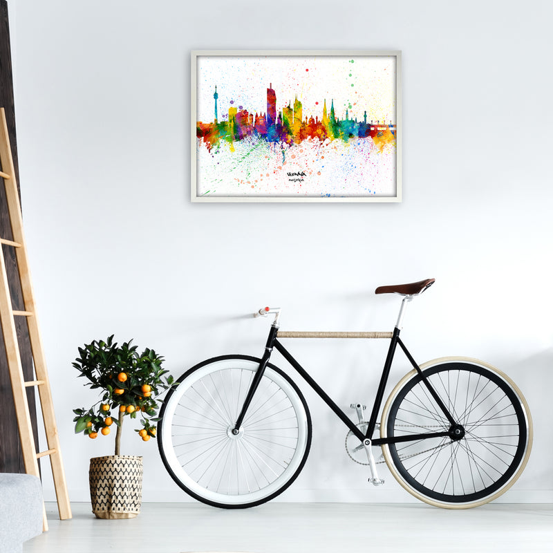 Vienna Austria Skyline Splash Art Print by Michael Tompsett A1 Oak Frame