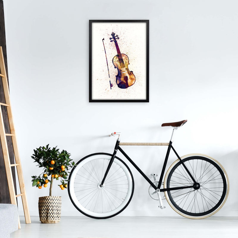 Violin Watercolour Print by Michael Tompsett A2 White Frame