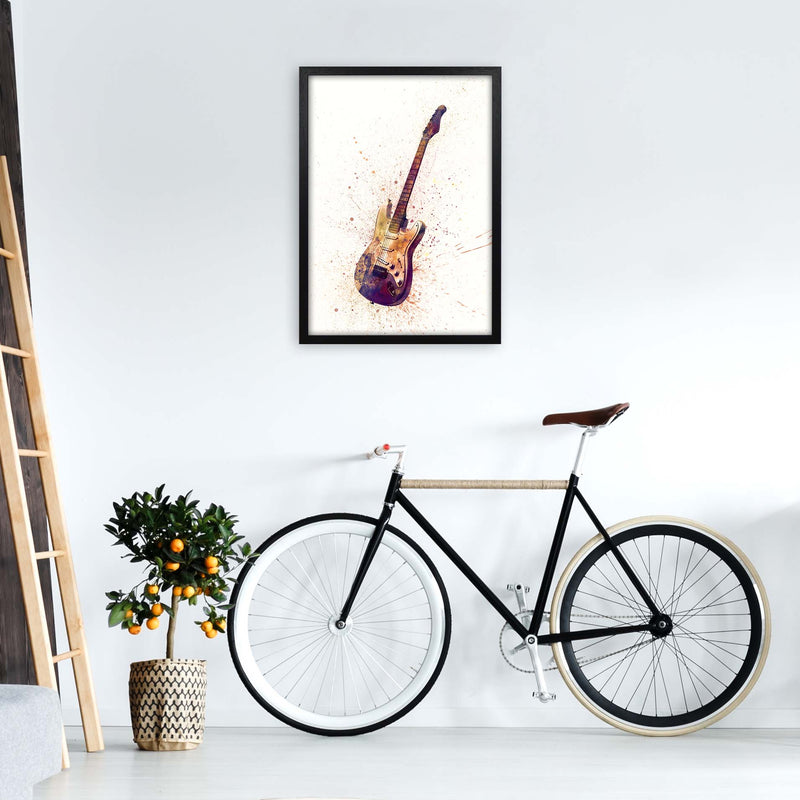 Electric Guitar Watercolour  by Michael Tompsett A2 White Frame