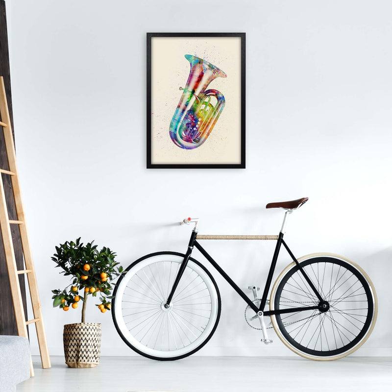 Tuba Watercolour Multi-Colour Art Print by Michael Tompsett A2 White Frame