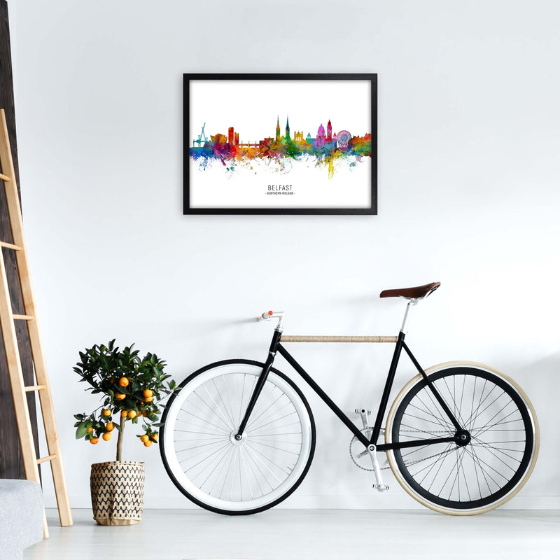 Belfast Northern Ireland Skyline Print by Michael Tompsett A2 White Frame