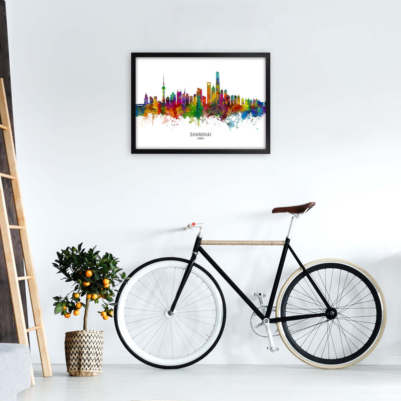 Shanghai China Skyline Art Print by Michael Tompsett A2 White Frame