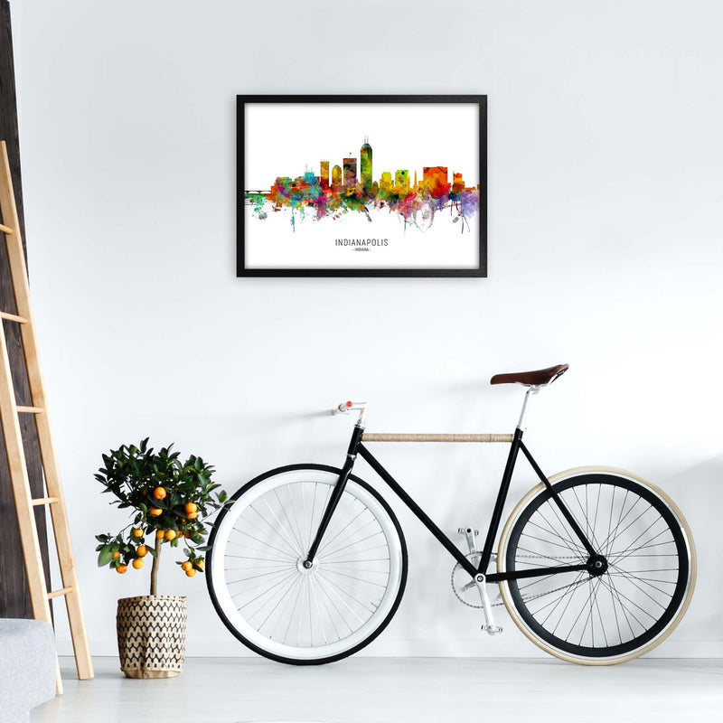Indianapolis Indiana Skyline Art Print by Michael Tompsett A2 White Frame