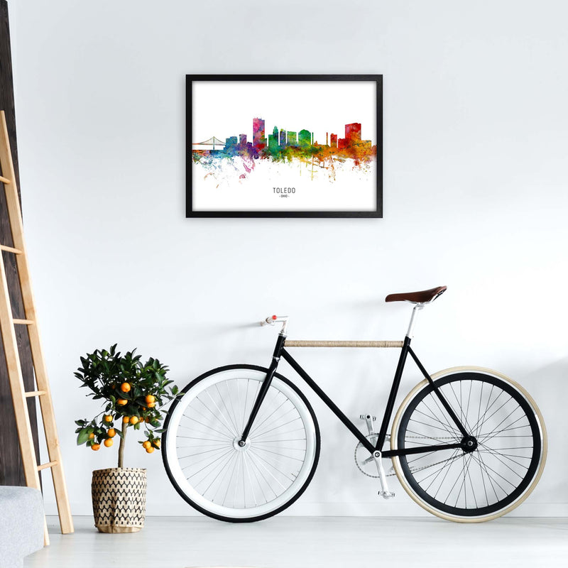 Toledo Ohio Skyline Art Print by Michael Tompsett A2 White Frame