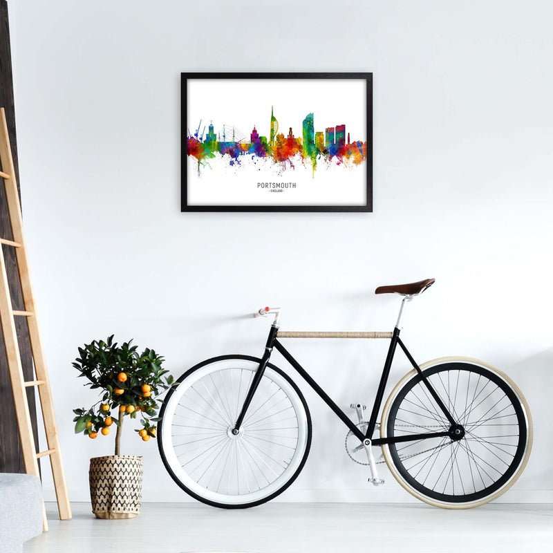 Portsmouth England Skyline Art Print by Michael Tompsett A2 White Frame