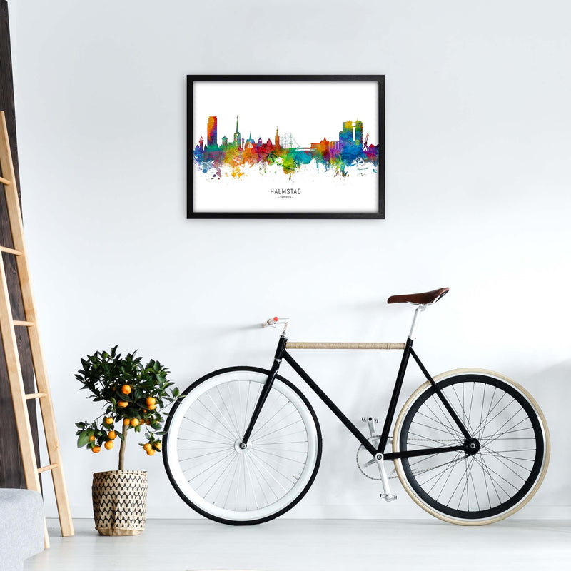 Halmstad Sweden Skyline Art Print by Michael Tompsett A2 White Frame