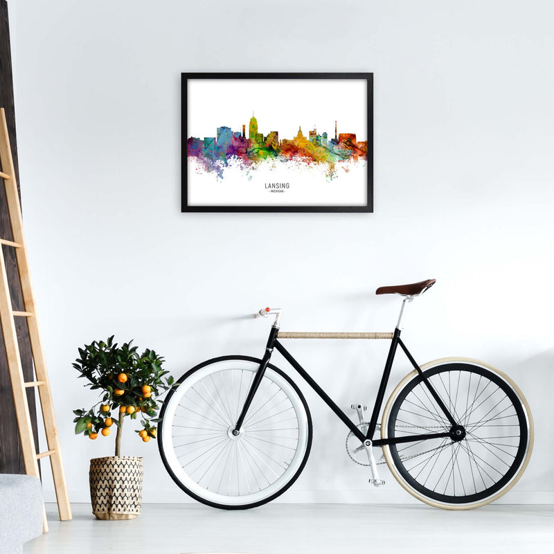 Lansing Michigan Skyline Art Print by Michael Tompsett A2 White Frame