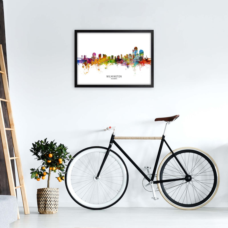 Wilmington Delaware Skyline Art Print by Michael Tompsett A2 White Frame