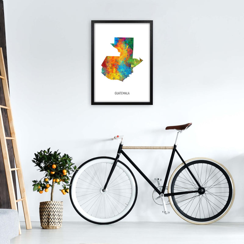 Guatemala Watercolour Map Art Print by Michael Tompsett A2 White Frame