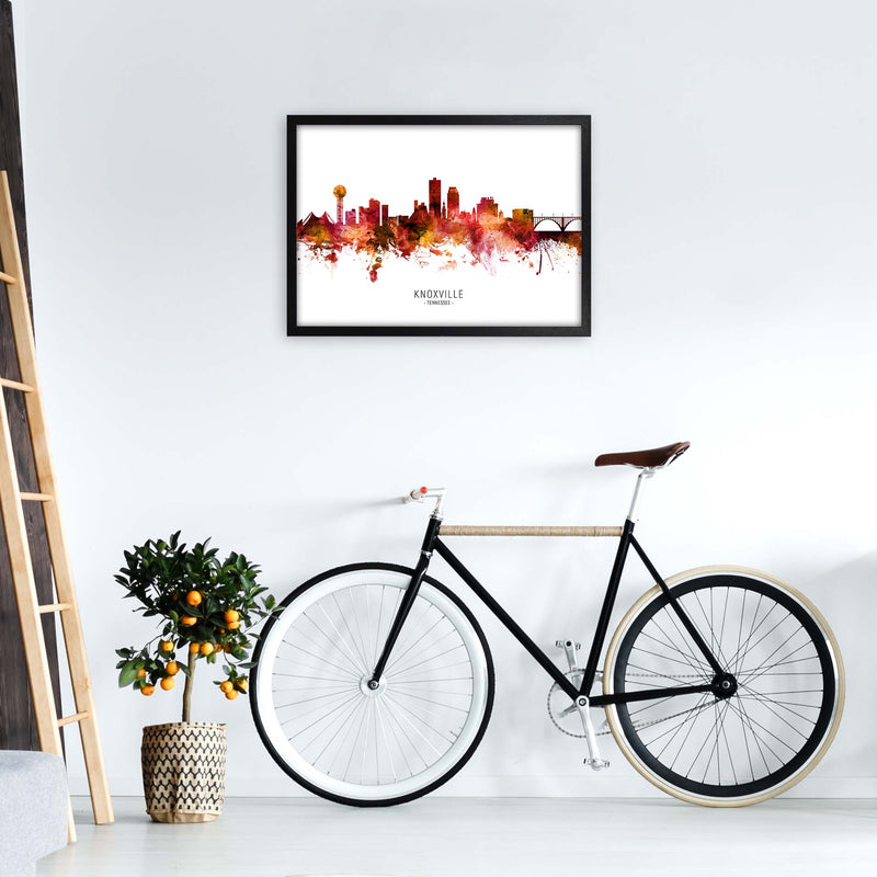 Knoxville Tennessee Skyline Red City Name  by Michael Tompsett A2 White Frame