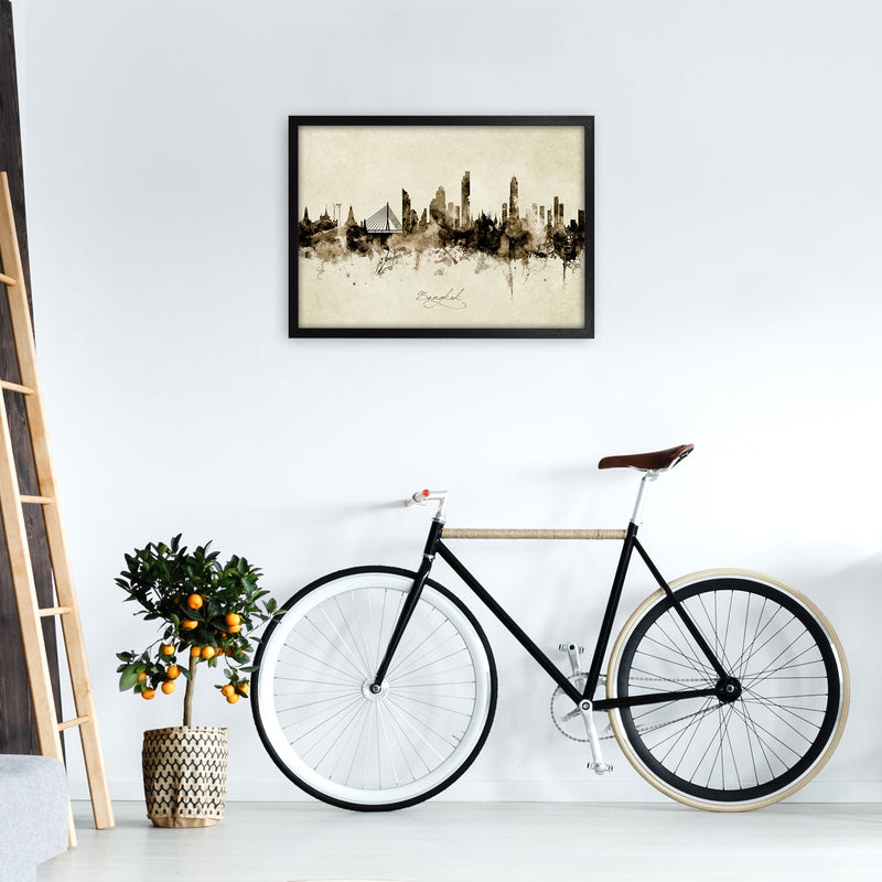 Bangkok Thailand Skyline Vintage Art Print by Michael Tompsett A2 White Frame