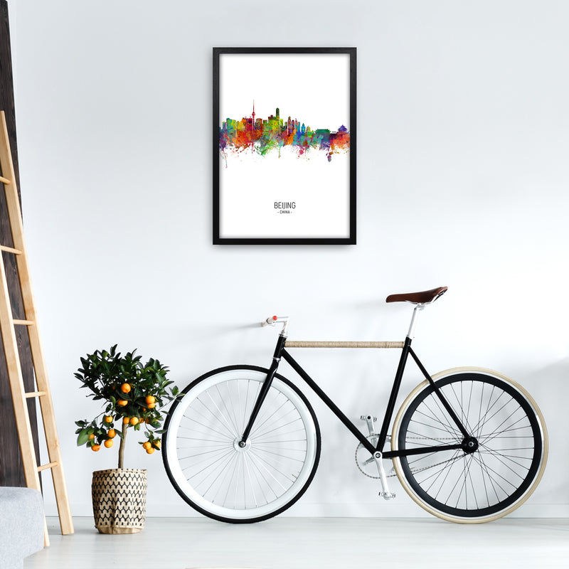 Beijing China Skyline Portrait Art Print by Michael Tompsett A2 White Frame