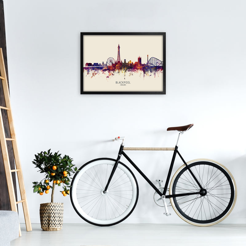 Blackpool England Skyline Autumn City Name Art Print by Michael Tompsett A2 White Frame