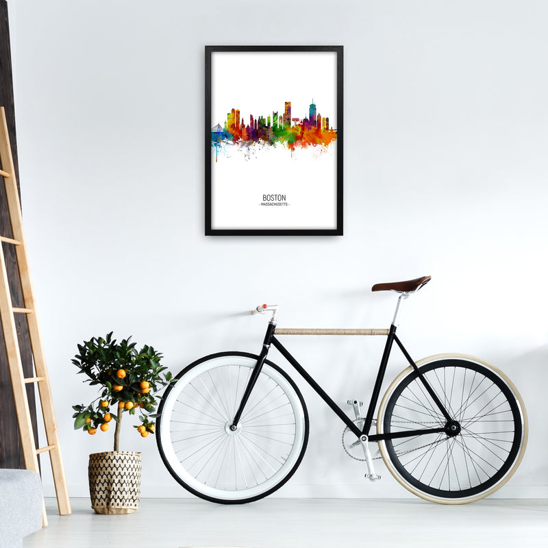 Boston Massachusetts Skyline Portrait Art Print by Michael Tompsett A2 White Frame