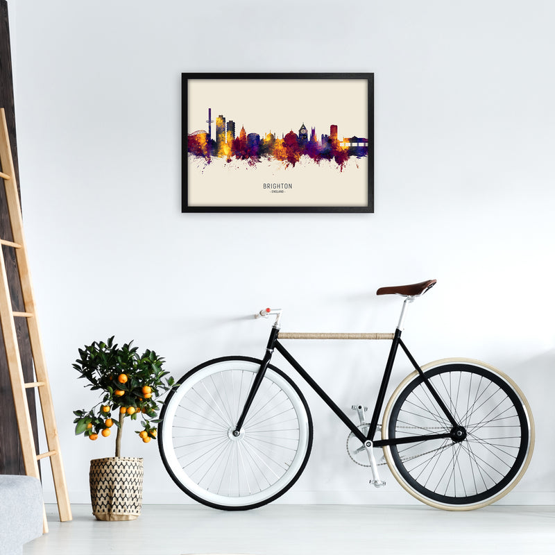 Brighton England Skyline Autumn City Name Art Print by Michael Tompsett A2 White Frame