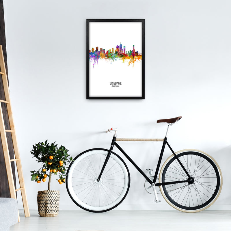 Brisbane Australia Skyline Portrait Art Print by Michael Tompsett A2 White Frame