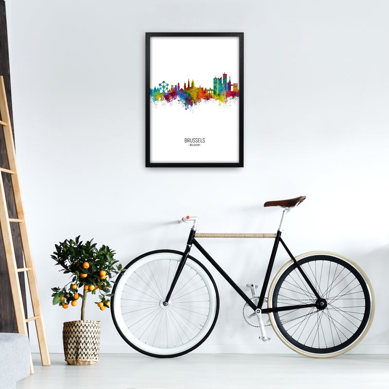 Brussels Belgium Skyline Portrait Art Print by Michael Tompsett A2 White Frame