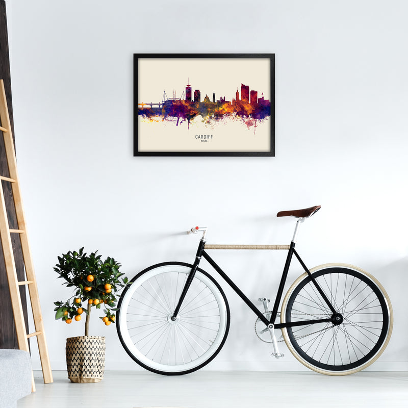 Cardiff Wales Skyline Autumn City Name Art Print by Michael Tompsett A2 White Frame